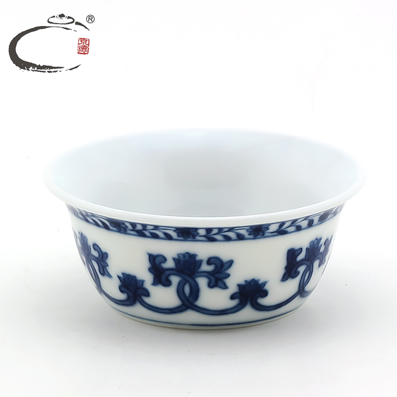 And auspicious jing DE jingdezhen up porcelain crown edge cup hand - made ceramic kung fu tea cups sample tea cup single CPU