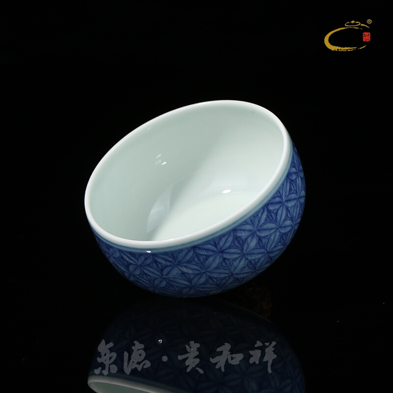 Beijing DE and auspicious hand - made porcelain jingdezhen ceramics masters cup sample tea cup manual chiba, kung fu tea cup