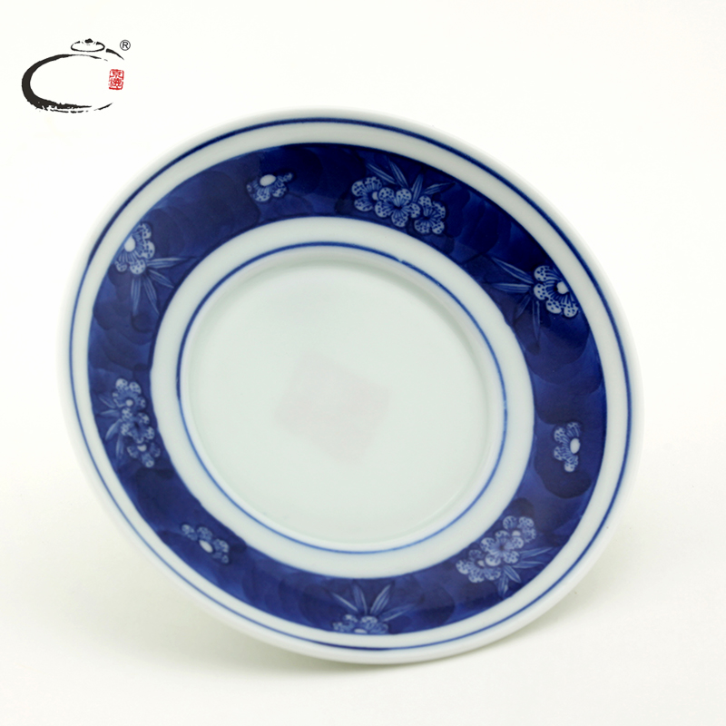 And auspicious hand - made tureen of blue And white porcelain of jingdezhen ceramic three bowl of manual cover cup tea bowl to bowl