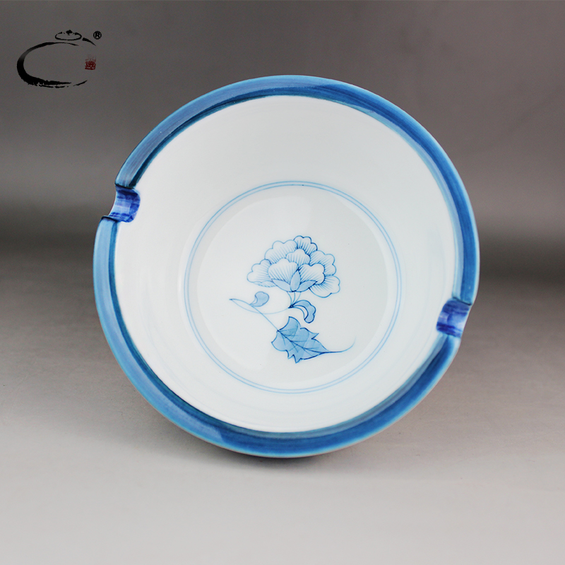 Restoring ancient ways and auspicious jingdezhen checking ceramic ashtray large hand - made porcelain ashtrays home furnishing articles ornaments