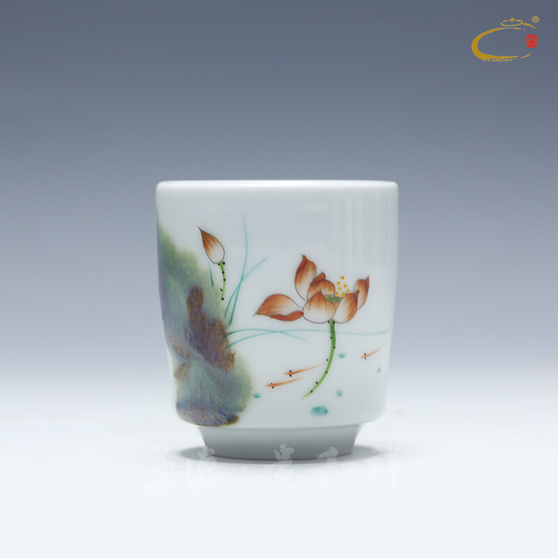 Beijing DE and auspicious jingdezhen hand - made high temperature ceramic lotus tea set gift suit cup group to send people