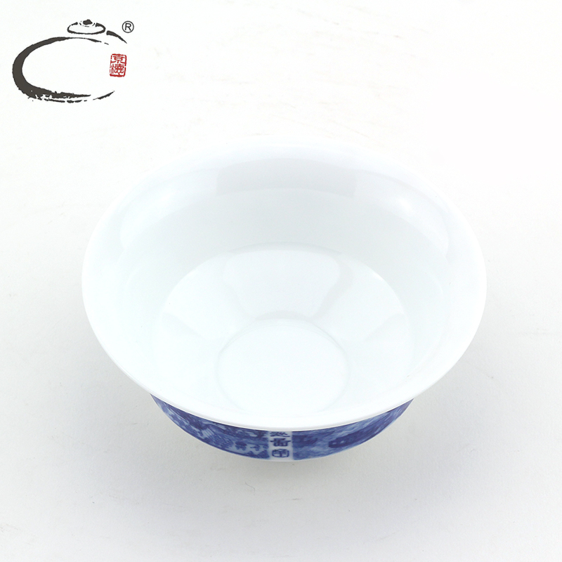 And auspicious figure collection level set of blue And white porcelain tea set kangxi southern medium bowl set of kung fu tea set