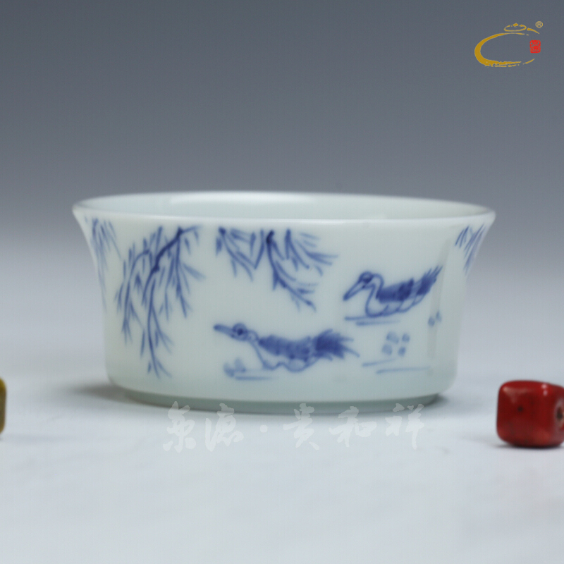 And auspicious jingdezhen hand - made high temperature ceramic tea set gift set freehand brushwork in the four seasons of a complete set of flat - bottomed cup group