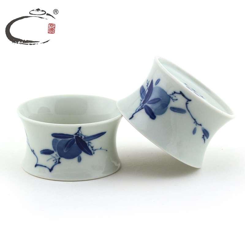 DE collection and auspicious Beijing peach tureen group of jingdezhen blue and white porcelain is hand - made kung fu tea tureen set of tea cups