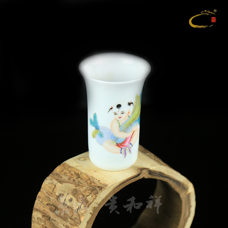 Beijing DE and auspicious pastel staging the peace cup jingdezhen hand - made ceramic kung fu tea cups sample tea cup single CPU