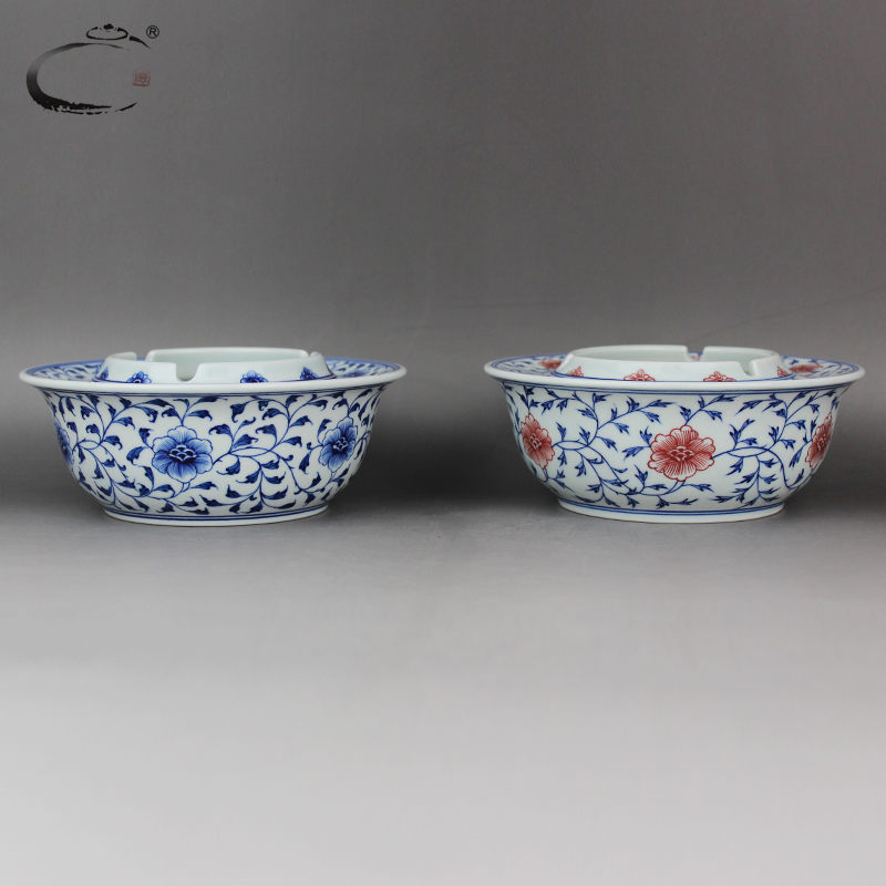 And auspicious fine checking ceramic ashtray jingdezhen porcelain ashtrays large household daily to receive a cylinder