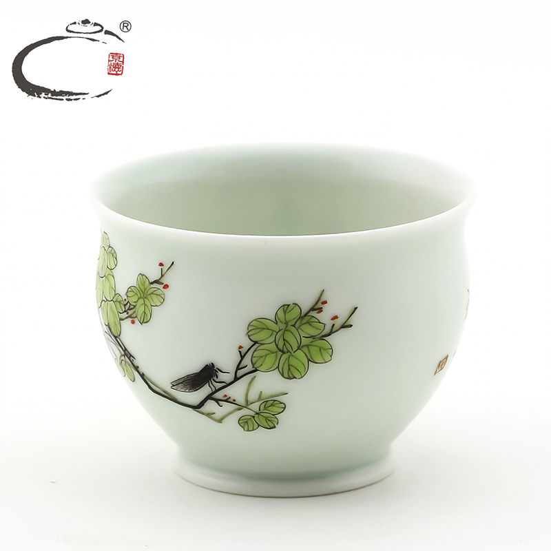 Cherished and auspicious jing DE famille rose cup jingdezhen grasses and high - end hand - made of ceramic manual pull embryo cup sample tea cup
