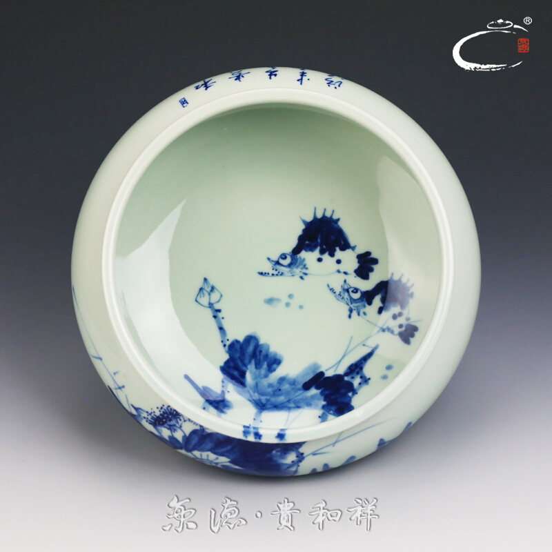 Beijing DE and auspicious jingdezhen ceramics by hand wash to kung fu tea tea accessories blue large tea