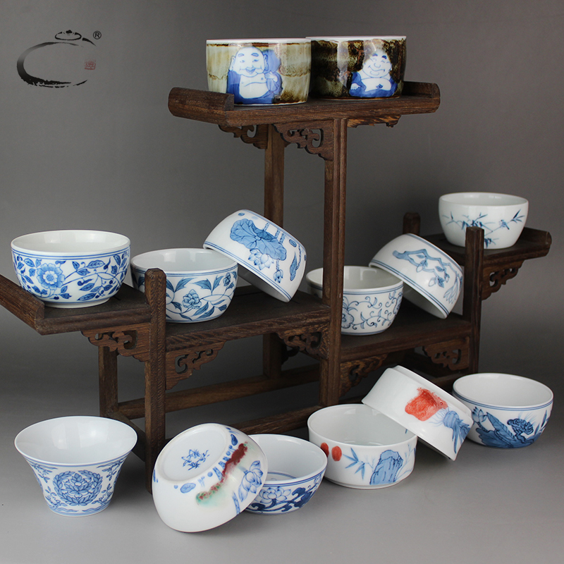 And auspicious hand - made porcelain teacup kung fu tea set perfectly playable cup sample tea cup ceramic tea cup bowl cup lamp that master list