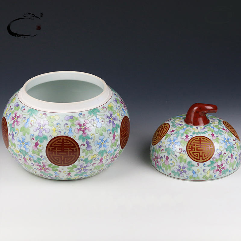 Heap and auspicious color master life of word gourd caddy fixings jingdezhen hand - made porcelain collection large POTS sealed as cans