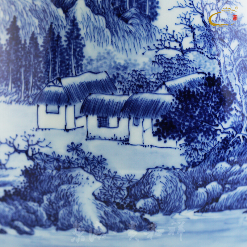 Beijing 's blue and white landscape and auspicious hand seven balls caddy fixings jingdezhen ceramic cake box large POTS