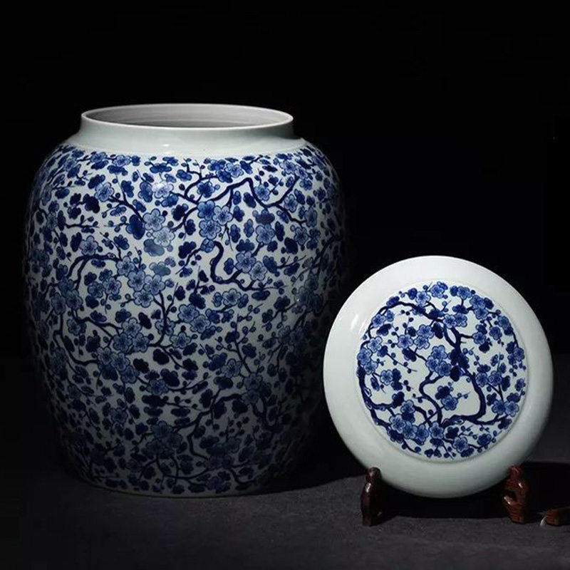 And auspicious jingdezhen blue And white porcelain fu And caddy fixings hand - made ceramic POTS awake honeypots tea packaging gift box