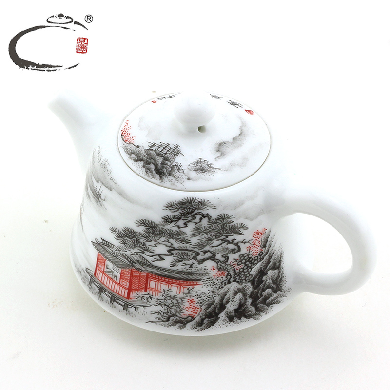 And auspicious color ink landscape admiralty jing DE up pot Han Wenbao jingdezhen craftsmen manual hand - made ceramic teapot