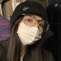 Anti-blue anti-radiation glasses frame women's myopia glasses transparent round face black frame flat light eye protection large frame plain artifact