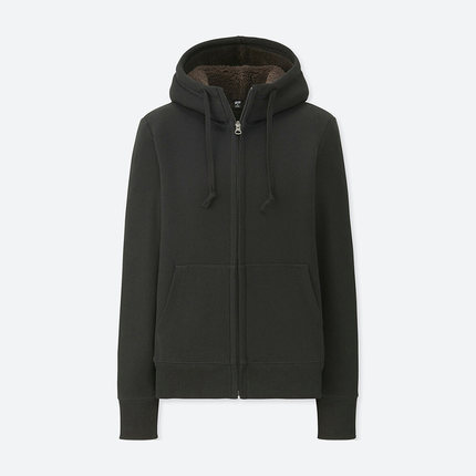 UNIQLO 优衣库 女装仿羊羔绒拉链连帽运动开衫-百货之家