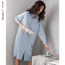 Nightdress womens nightgown spring summer long sleeve spring and autumn thin spring modal cotton cardigan shirt