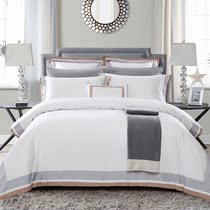 Hilton Hotel Bed Bedding Minimalist Luxurious 100 Double Strands Long Suede Cotton Pure Color Tribute Satin Linen Four Pieces