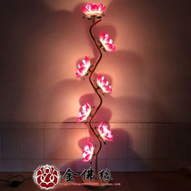 Seven-level pink imitation Crystal Lotus lamp for Buddha lamp Buddha Hall lamp 1 meter 5 high temple floor lamp Buddha headlight