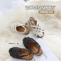 Amybaby girl sandals 2021 New woven breathable summer princess shoes little girl soft shoes
