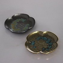 Teacup pad heat insulation tea ceremony accessories Retro Copper household tea tray Chinese style flower shape Loss-making inventory processing clearance price