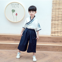 Hanfu boy Two sets of suits for summer clothing 2021 new elementary school childrens performance clothes for childrens clothes kindergarten garden clothes