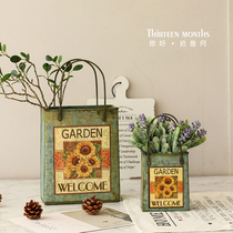 Tin hand flower utensils American retro old flower arrangement flower bucket home decoration decoration window photography props