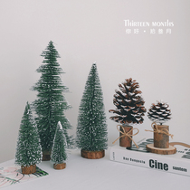 Songta Christmas tree painted white cedar small Christmas tree solid wood desktop ornaments Christmas home decoration