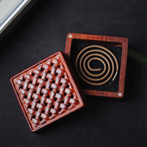 Bamboo-made disc incense box India small leaf purple sandalwood square incense box disc incense stove red wood perfumer incense track accessories 0468