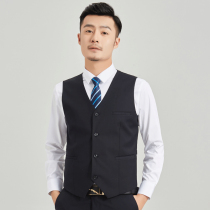 Vest mens business casual slim-fitting youth free ironing vest career interview V-neck autumn black vest