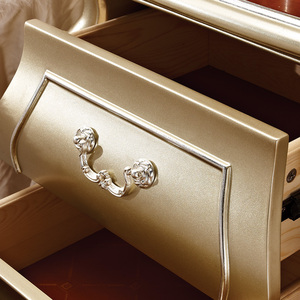 百佳惠高端欧式床头柜曲面香槟色实木床边柜收纳抽屉柜卧室家具F2