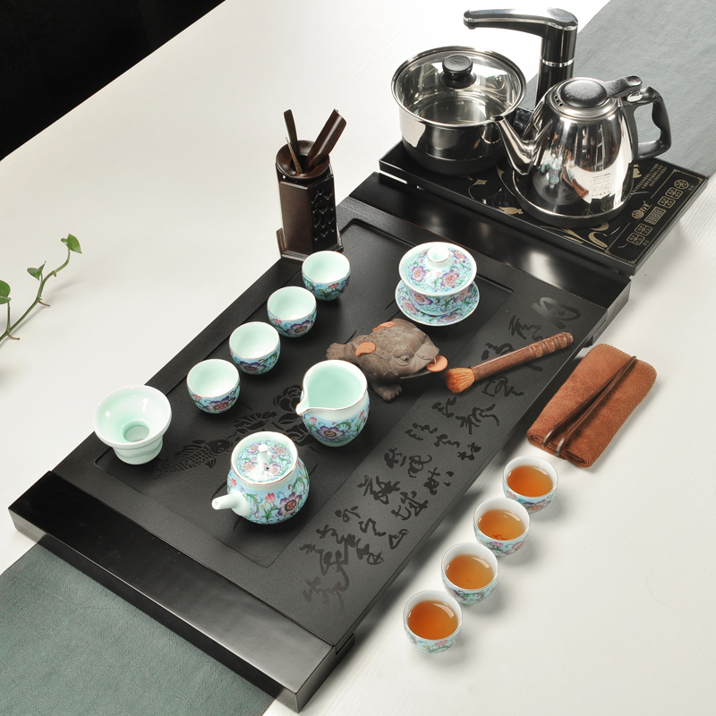 Porcelain god sharply stone tea tray of a complete set of kung fu tea set induction cooker stone tea tray tea saucer dish four sea are one