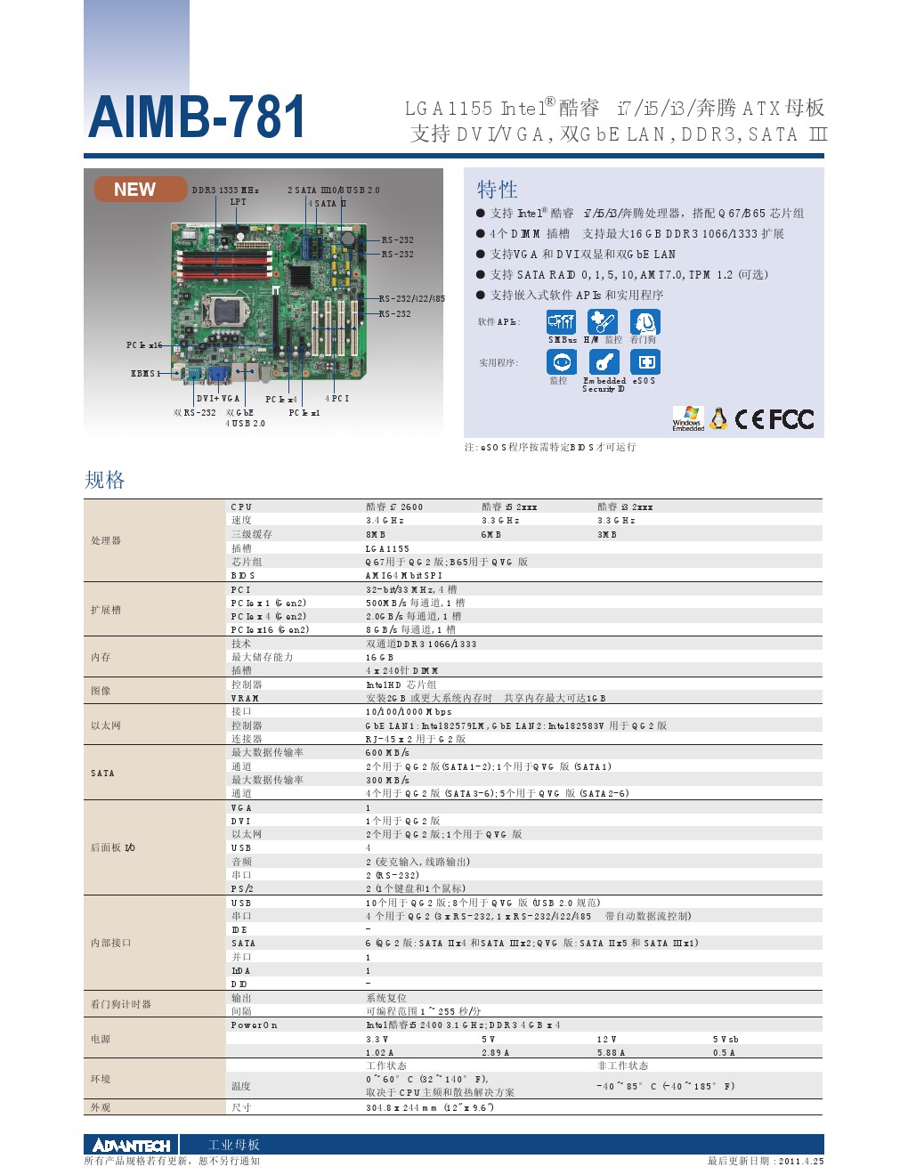 研华工业大母板AIMB-781QG2/ i7/i5/i3/奔腾LGA1155针IPC-610MB 研华,工业大母板,AIMB-781QG2