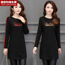 2022 Spring and autumn new foreign air long sleeves Skinder Belly Fashion Underskirt Mid 100 Lap Dress