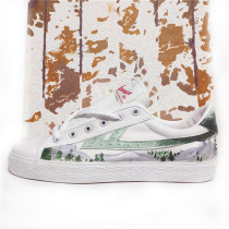 Hui hand painted hipster forest green canvas shoes basketball shoes