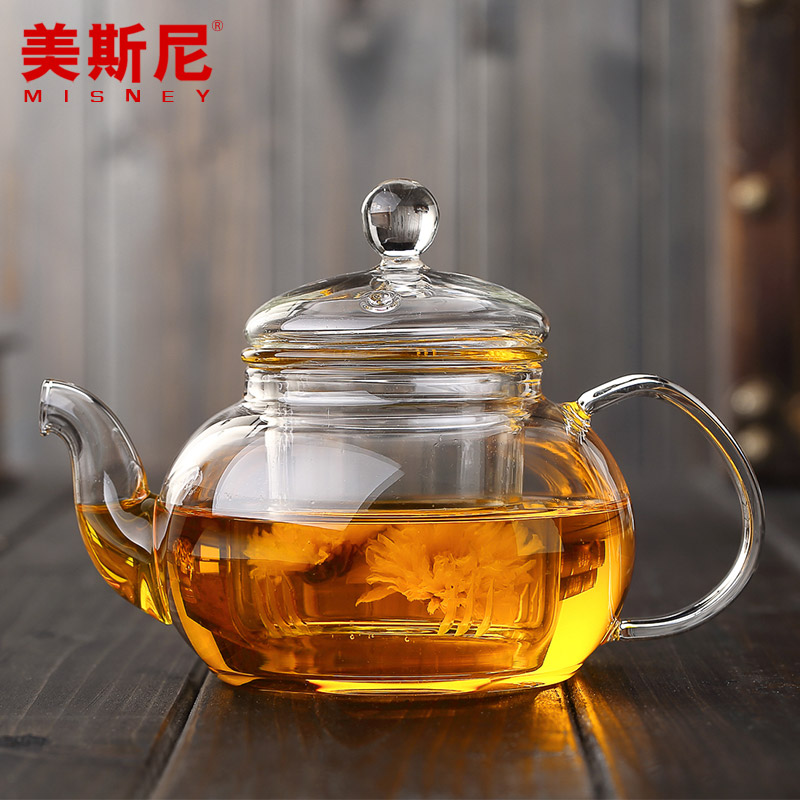 美斯尼 加厚花茶壶 玻璃泡茶壶 过滤600ml M451 耐高温玻璃茶壶产品展示图1