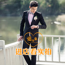 Shadow Building Photo Costumes Mens Han Version Sashimi Suits Watch Performance Stage Host West Suit Suit Black Two-piece Set