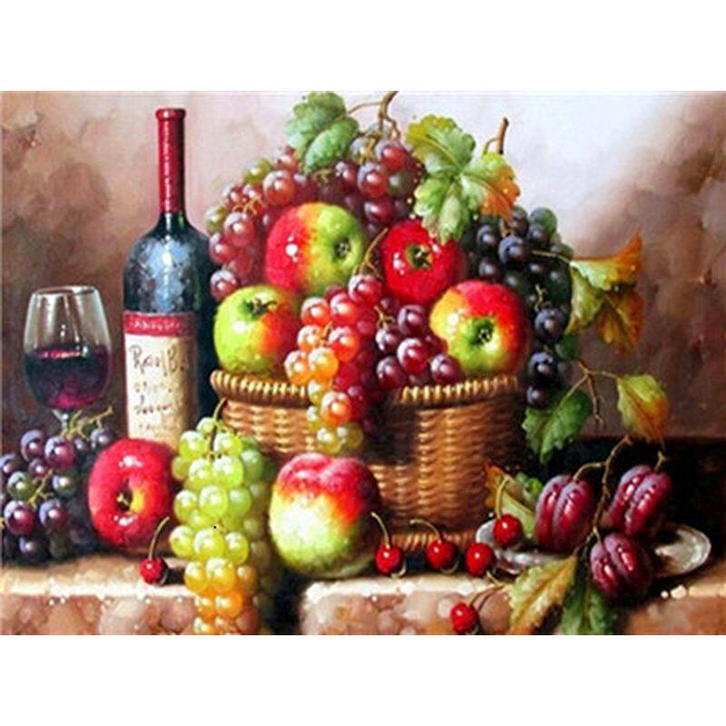 水果静物数字油画手绘油彩画丙烯填充减压装饰画