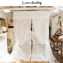 New LACESHABBY lace white double window screen window curtain European retro small fresh floral curtain screen curtain