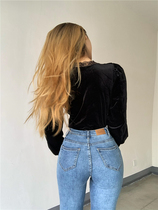 Four seasons regular blue high waist stretch thin jeans womens hips retro slim-fit small feet pencil trousers