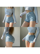 White Moon Light Zhu Sandal Nevus Open Fork Sexy Regular Denim Shorts Woman Thin Base High Bomb Tight Fit Hip Hot Pants Summer