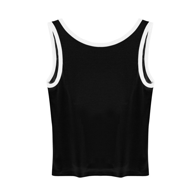 Summer new Korean chic style sexy big backless sleeveless contrasting edge short vest sleeveless T-shirt top for women