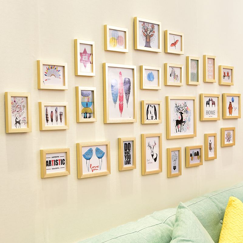 金银色照片墙装饰相框墙简约现代创意客厅卧室相框挂墙组合相片墙