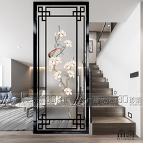 Art glass partition frosted carving process custom entrance background living room home screen modern decoration double-sided