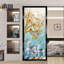 Dining room background wall decoration European-style art glass entrance living room screen partition carving process Nordic style