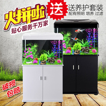 Household lazy people change water free living room fish tank super white glass ornamental tropical goldfish tank aquarium 50 60 80cm