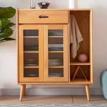 Nordic porch cabinet beech wood all solid wood shoe cabinet large capacity simple small cabinet living room furniture storage cabinet Hall Cabinet