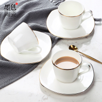 European ceramic coffee cup and saucer set Female white household teacup Phnom Penh bone China cup simple afternoon tea tea set