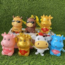 Lantern Festival lantern Golden Cow piggy lantern Lantern cute cow children portable color light music pinch doll toy