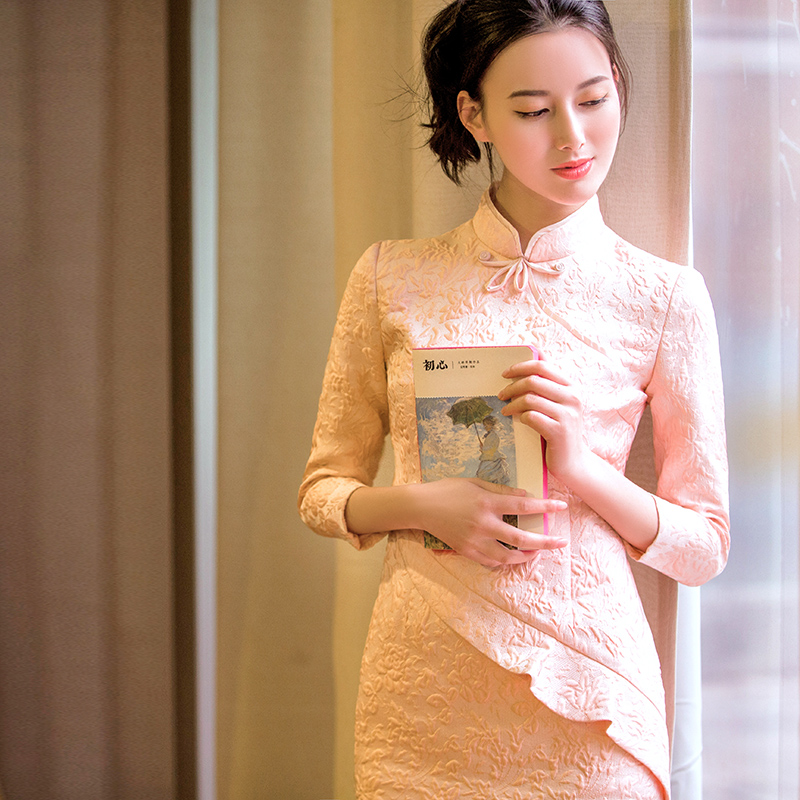 【唐之彩】勿忘初心 长袖旗袍中国风女装连衣裙