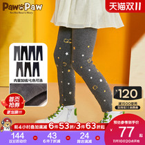 PawinPaw Cartoon Bear Girls Leggings Outerwear Fleece Thick Pants